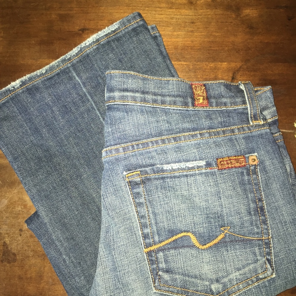 7FAMK Distressed Bootcut Jeans, size 27